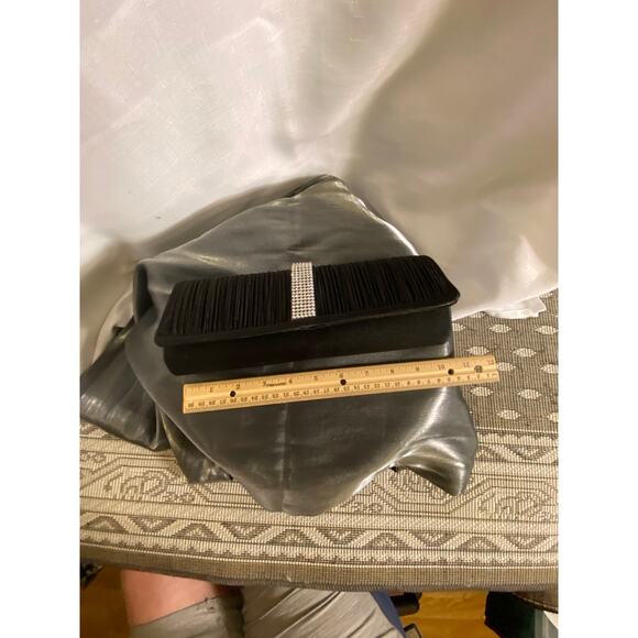 Women's Evening Formal Clutch Bag Purse Black with rhinestones rope strap EUC - Picture 12 of 13